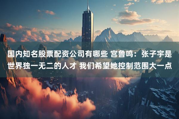 国内知名股票配资公司有哪些 宫鲁鸣：张子宇是世界独一无二的人才 我们希望她控制范围大一点